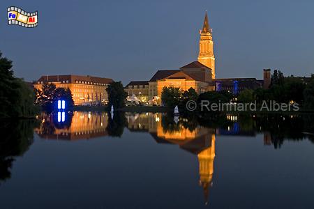 Kiel - Rathaus und Oper am Ufer des Kleinen Kiels., Schleswig-Holstein, Kiel, Kleiner Kiel, Rathaus