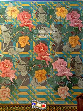 Franziskanerkirche - Wandgemlde mit Blumen von Stanisław Wyspiański., Polen, Polska, Krakau, Krakw, Bilder, Fotos, Franziskanerkirche, Stanisław, Wyspiański. Jugendstil