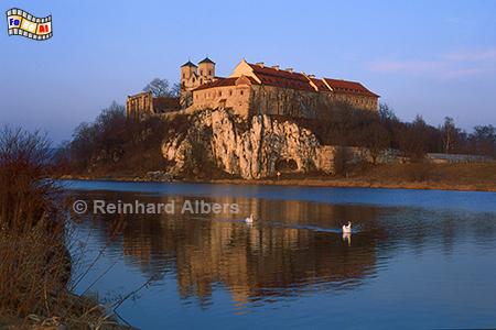 Abendstimmung beim Kloster Tyniec oberhalb der Weichsel., Polen, Polska, Krakau, Kloster, Tyniec, Albers, Foto, foreal,