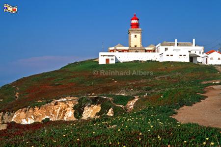 Cabo da Roca, westlich von Lissabon, ist der westlichste Punkt des europischen Festlandes., Portugal, Leuchtturm, Klippen, Felsen, Cabo da Roca, Albers, Foto, foreal,