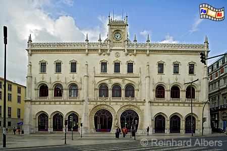 Estao Rossio - Bahnhof im neomanuelinischen Stil, 1887 nach Plnen von Jos Luis Monteiro errichtet., Lissabon, Bahnhof, Rossio, Estao, Albers, foreal, Foto