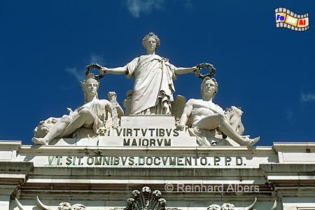 Arco Triunfal - Gloria kr�nt Genius und Tapferkeit., Lissabon, Arco, Monumental, Triumphbogen, Pra�a, Com�rcio