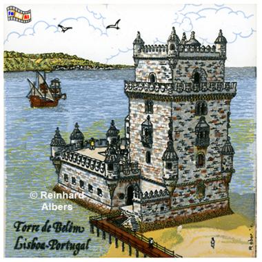 Torre de Belem als Kachelbild, Portugal, Lissabon, Kachelbild, Azulejos, Albers, foreal,