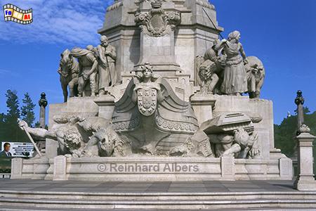 Sockel des Denkmals fr Marqus de Pombal auf dem nach ihm benannten Platz., Lissabon, Denkmal, Sule, Marqus, Pombal, Rotunda, Albers, Foto, foreal,