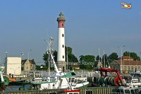 Ouistreham in der Normandie an der Orne-Mndung, Leuchtturm, Frankreich, Normandie, Ouistreham