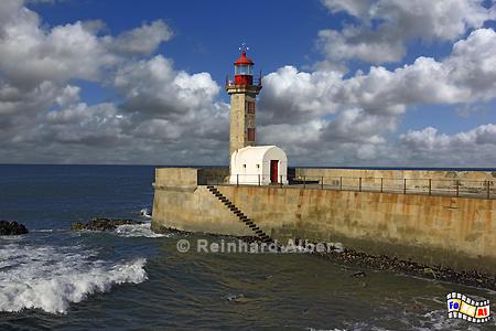 Portugal - Mole an der Douro-M�ndung bei Porto., Portugal, Mole, Douro, Farol, Leuchtturm, Albers, Foto, foreal,