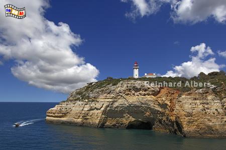 Portugal - Leuchtturm Alfanzina bei Carvoeiro in der Algarve., Leuchtturm, Portugal, Algarve, Carvoeiro, Alfanzina, Albers, foreal, Foto,