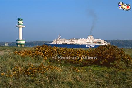 Leuchtturm Kiel-Friedrichsort mit Color Line, Leuchtturm, Lighthouse, Phare, Farol, Deutschland, Schleswig-Holstein, Kieler Frde, Color Line, Friedrichsort, foreal, Foto, Albers,
