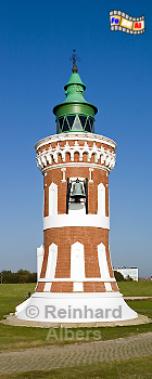 Bremerhaven - Ostfeuer an der frheren Kaiserschleuse, wird aufgrund seiner freihngenden Glocke auch Pingel-oder Klingelturm genannt. Er stammt aus dem Jahr 1900, Leuchtturm, Deutschland, Bremerhaven, Ostfeuer, Pingelturm