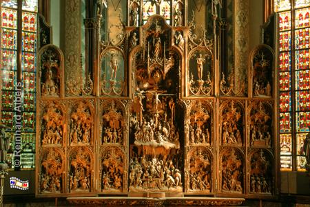 Schleswig Dom: Brggemann-Altar (1514-21) mit 400 Figuren aus Eichenholz., Schleswig, Brggemann, Altar, Dom, Albers, Foto, foreal,