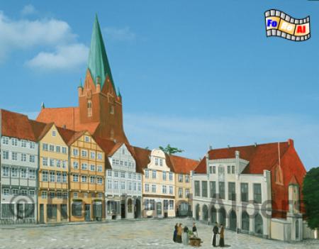 Kiel - Marktplatz mit altem Rathaus und Persianischen Husern, beides im Krieg zerstrt., Kiel, Marktplatz, Rathaus, Foto, Albers, foreal,