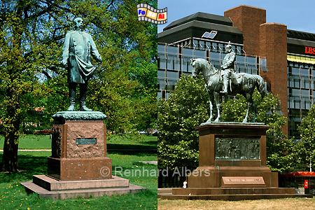Bismarck-Denkmal im Hiroshima-Park (links).
Denkmal fr Kaiser Wilhelm I. im Schlossgarten (rechts)
, Kiel, Schlossgarten, Hiroshima-Park, Bismarck, Denkmal, Albers, Foto, foreal,