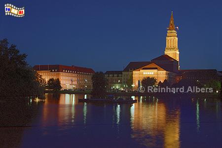 Blaue Stunde am Kleinen Kiel mit Rathaus., Kiel, Kleiner Kiel, Rathaus, Oper, blaue Stunde, Albers, Foto, foreal,