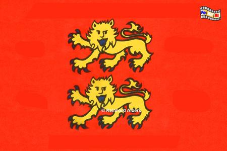 Normandie Flagge. Die beiden Leoparden in der Fahne gehen auf Richard Lwenherz zurck., Normandie, Flagge, Fahne, Foto, foreal