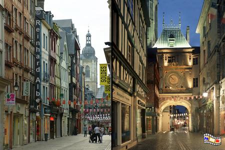 Rouen - Rue du Gros-Horloge., Normandie, Rouen, Altstadt, Rue, Gros, Horloge, Albers, foreal, Foto