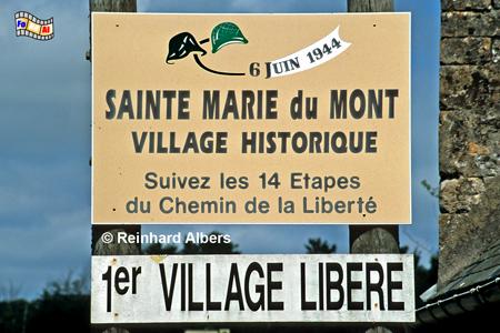 Sainte Marie du Mont - das erste Dorf, das zu Beginn der Invasion am 6. juni 1944 befreit werden konnte., Normandie, Landungskste, Utah-Beach, Alliierte, Landung, Foto, foreal