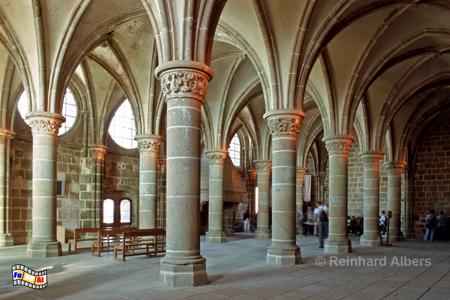 Mont-Saint-Michel - Der frhere Speisesaal der Mnche (Rfectoire), Normandie, Foto, foreal, Mont. Saint. Michel, Albers, KLoster, Refektorium