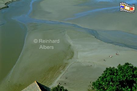 Ausblick vom Mont-Saint-Michel auf das Wattenmeer, Normandie, Mont, Saint, Michel, Bucht, Watt, Albers, Foto, foreal