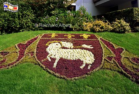 Rouen - Stadtwappen im Park, Normandie, Rouen, Foto, foreal, Park Wappen, Einhorn
