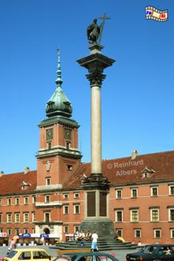 Sigismunds�ule vor dem K�nigsschloss.
Zygmunt III. Wasa machte 1596 Warschau zur Hauptstadt Polens., Polen, Warschau, Warszawa, Foto, foreal, Sigismunds�ule, Zygmunt, Schloss, Zamek,