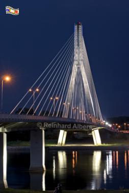 Die Świętokrzyski-Br�cke (Heiligkreuzbr�cke) aus dem Jahr 2000 ist Symbol f�r die Modernit�t der Stadt., Polen, Polska, Warschau, Warszawa, Świętokrzyski-Br�cke, Weichsel, Br�cke, Most