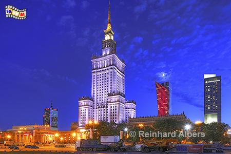 Kulturpalast zur blauen Stunde, Polen, Polska, Warschau, Warszawa, Kulturpalast, Foto, foreal, Albers