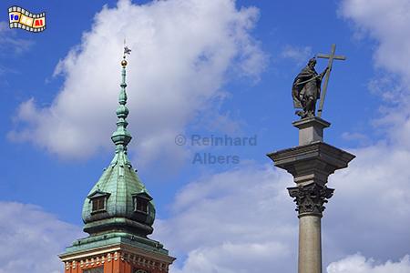 Schlossturm und Sigismunds�ule, Polen, Warschau, Warszawa, Schloss, Platz, K�nig, Foto, foreal, Zamek, Sigismunds�ule