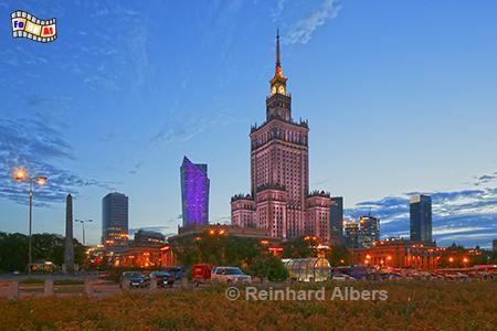 Kulturpalast zur blauen Stunde, Polen, Polska, Warschau, Warszawa, Kulturpalast, Foto, foreal, Albers