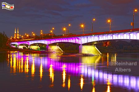 Illuminierte Weichselbrcke
(Most Slasko Drabowski), Polen, Polska, Warschau, Warszawa, Brcke, Drabowski, Foto, foreal, Albers