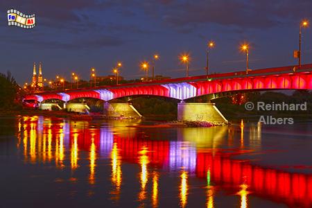 Illuminierte Weichselbr�cke
(Most Slasko Drabowski), Polen, Polska, Warschau, Warszawa, Br�cke, Drabowski, Foto, foreal, Albers