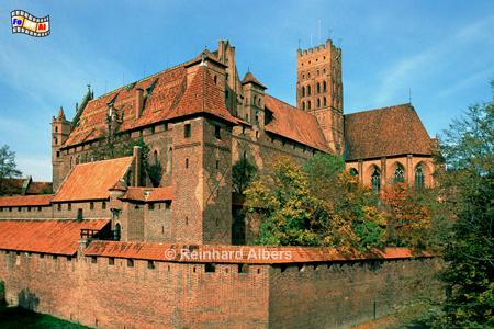 Malbork (Marienburg) - Ansicht von Sdosten., Polen, Polska, Marienburg, Malbork, Nogat, Deutscher Orden, Albers, Foto, foreal