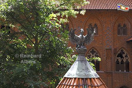 Pelikanfigur auf dem Baldachin des Brunnens im Hochschloss der Marienburg., Polen, Polska, Marienburg, Malbork, Nogat, Deutscher Orden, Albers, Foto, foreal