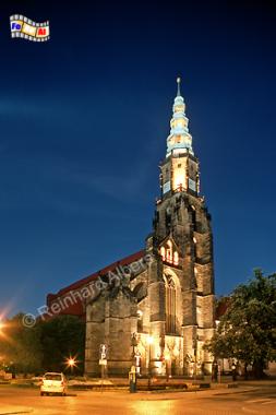 Świdnica (Schweidnitz) - Stadtpfarrkirche St. Stanislaus und St. Wenzel. Der Turm ist 104 m hoch und damit der h�chste im heutigen Schlesien., Polen, Polska, Schlesien, Schweidnitz, Świdnica, Kirche, Stanislaus, Wenzel, foreal, Foto, Albers