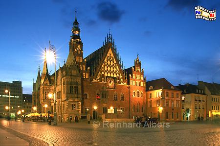 Wrocław (Breslau) - Ostfassade des Rathauses auf dem Rynek (Ring)., Polen, Polska, Schlesien, Wrocław, Breslau, Ring, Rynek, Foto, foreal, Albers