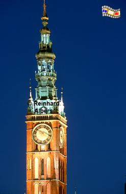 Gdańsk (Danzig) Rathausturm, Polen, Polska, Danzig, Gdańsk, foreal, Foto, Albers, Rathaus, Turm, Uhr