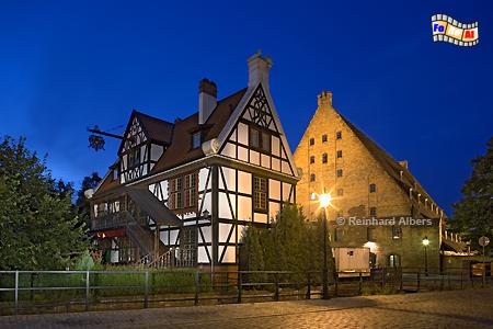 Gdańsk (Danzig) - Groe Mhle (rechts im Bild) und Mllerhaus (links)., Polen, Polska, Gdańsk, Danzig, Altstadt, Mhle, foreal, Albers,