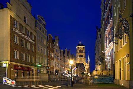 Gdańsk (Danzig) - Ulica Piwna (Jopengasse) mit Blick auf die Marienkirche, Polen, Polska, Gdańsk, Danzig, Piwna, Marienkirche, foreal, Albers