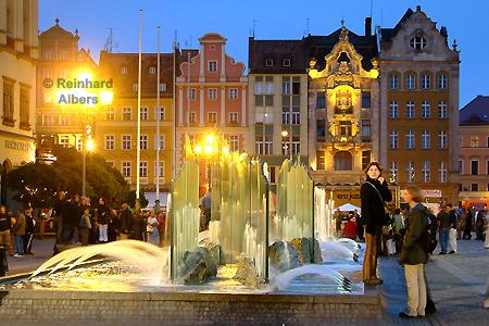 Wrocław (Breslau) - Brunnen auf dem Rynek, Breslau, Wroclaw, Polen, Polska, Rynek, Brunnen