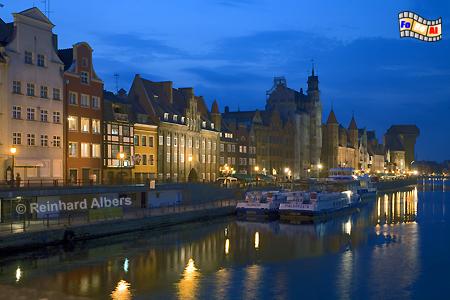 Gdańsk (Danzig) - Mottlau-Ufer mit Krantor, Gdańsk, Danzig, Lange Br�cke, Mottlau, Krantor, Polen, Polska, foreal, Albers, Foto