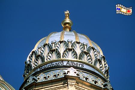 Die im Zweiten Weltkrieg zerstrte Neue Synagoge wurde in den Jahren 1988-91 wiederaufgebaut., Berlin, Synagoge, Oranienburger, Knoblauch, Stler