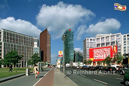Blick von der Leipziger Stra�e zum Potsdamer Platz., Berlin, Potsdamer, Platz, DB-Zentrale