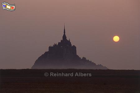 Sonnenaufgang am Mont Saint-Michel, Normandie, Frankreich, Mont, Saint-Michel, Klosterberg, Abbaye, Albers, Foto, foreal,