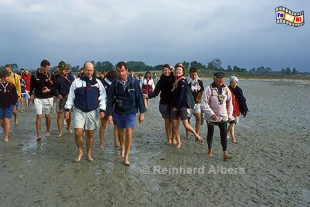 Wattwanderung durch die Bucht am Mont Saint-Michel, Normandie, Frankreich, Mont, Saint-Michel, Klosterberg, Abbaye, Albers, Foto, foreal, Watt, Wanderung,