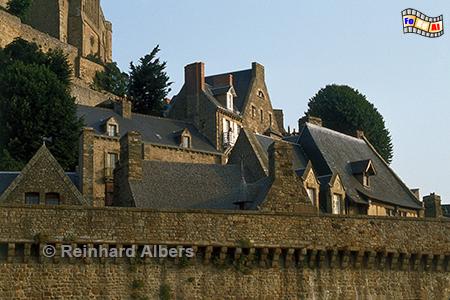 Mont Saint-Michel frhmorgens, Normandie, Frankreich, Mont, Saint-Michel, Klosterberg, Abbaye, Albers, Foto, foreal, Festungsmauer,