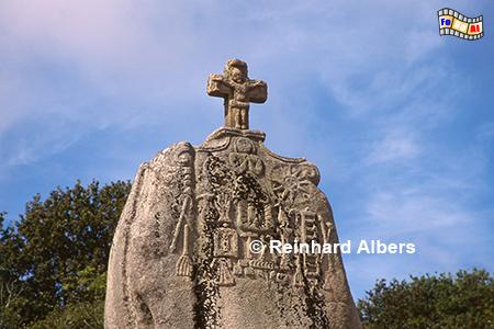 Christianisierter Menhir St. Uzec bei Pleumeur-Boudou, Frankreich, Bretagne, Menhir, Uzec, Albers, Foto, foreal,