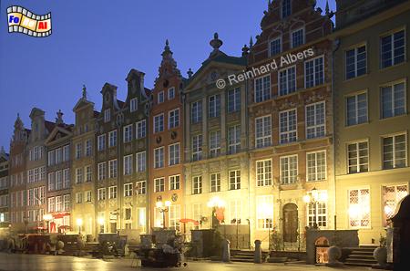 Brgerhuser am Długi Targ (Langen Markt) mit den typischen vorgelagerten Terrassen, Beischlge genannt., Polen, Danzig, Gdańsk, Długi, Targ, Langer, Markt, Rechtstadt, Beischlge, Brgerhuser, Albers, Foto, foreal