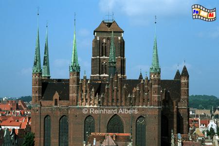 Gdańsk (Danzig) - Kościl Mariacki.
Die Rckseite der Marienkirche mit dem 66 m breiten Querschiff., Polen, Danzig, Gdańsk, Rechtstadt, Marienkirche, Kościl, Mariacki. Albers, Foto, foreal