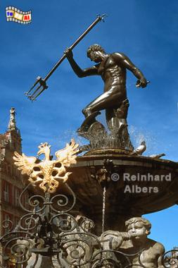 Neptunbrunnen, Polen, Danzig, Gdańsk, Neptunbrunnen, Langer, Markt, Długi, Targ, Blocke, Husen, Albers, Foto, foreal