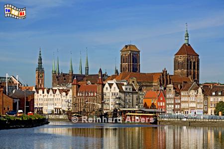 Mottlau-Ufer Stadtpanorama, Polen, Danzig, Gdańsk, Lange Brcke, Długi, Pobrzeże, Krantor, Mottlau, Albers, Foto, foreal