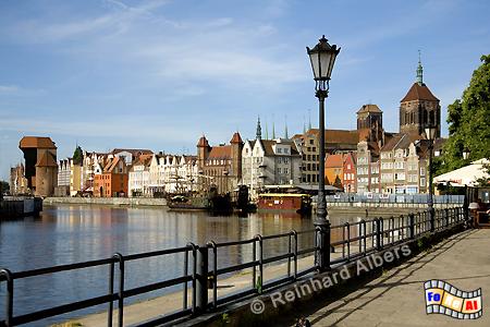 Mottlau-Ufer Stadtpanorama, Polen, Danzig, Gdańsk, Lange Brcke, Długi, Pobrzeże, Krantor, Mottlau, Albers, Foto, foreal